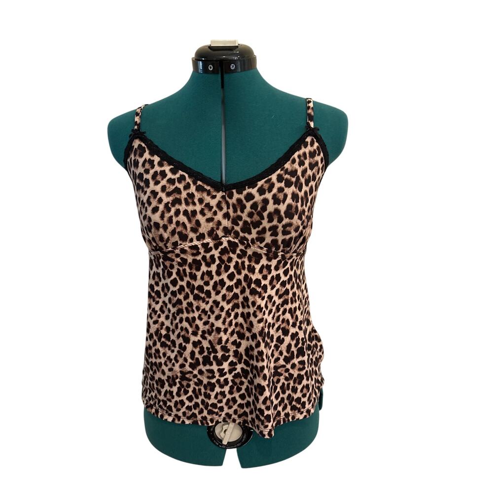 Women’s Medium Animal Print Sleeveless Y2K Babydoll Top GUC
